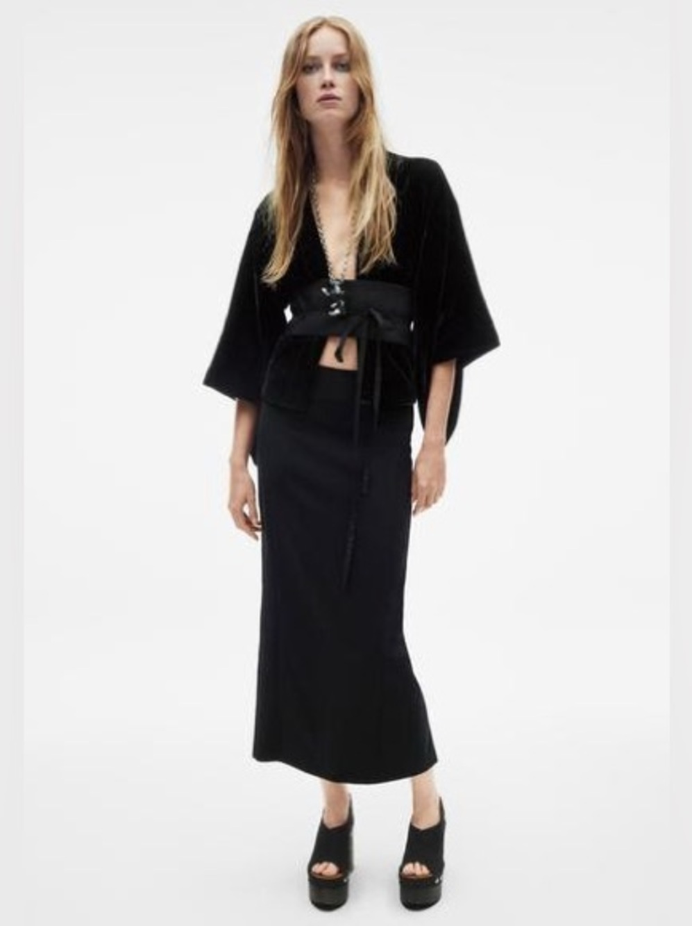 Zara Wool Blend Pencil Skirt Limited Edition Black L NWOT
